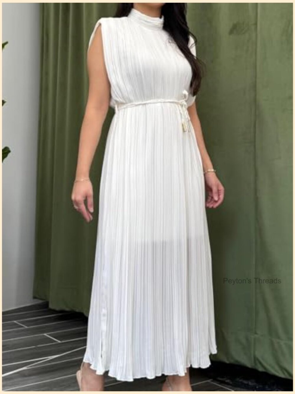 Sleeveless Pleated Maxi Dress with Tie-Waist - Picture 6 of 7